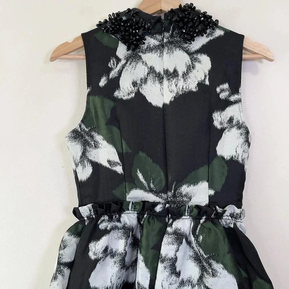 Asos Sleeveless Jewelled Collar  Floral Fit And Flare Dress - Picture 9 of 11